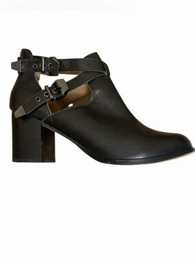 Zigi Soho Rosemary Leather Booties Black Size 11 Cutout Strap Block Heel